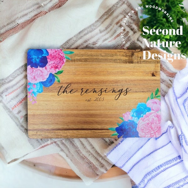 Personalized Wood Cutting Board / Personalized Charcuterie Board / Wooden Engraved Cutting Board / Last Name Engraved Serving Tray