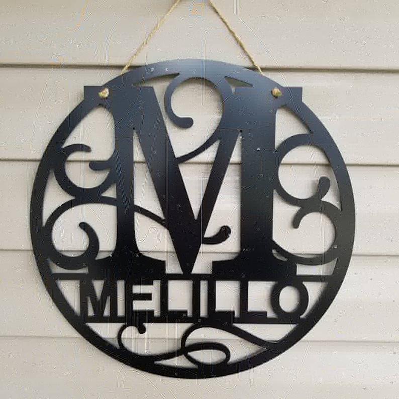 Monogram Wall Sign Wooden Name Sign Last Name Sign Flourish Monogram Sign Wedding Sign