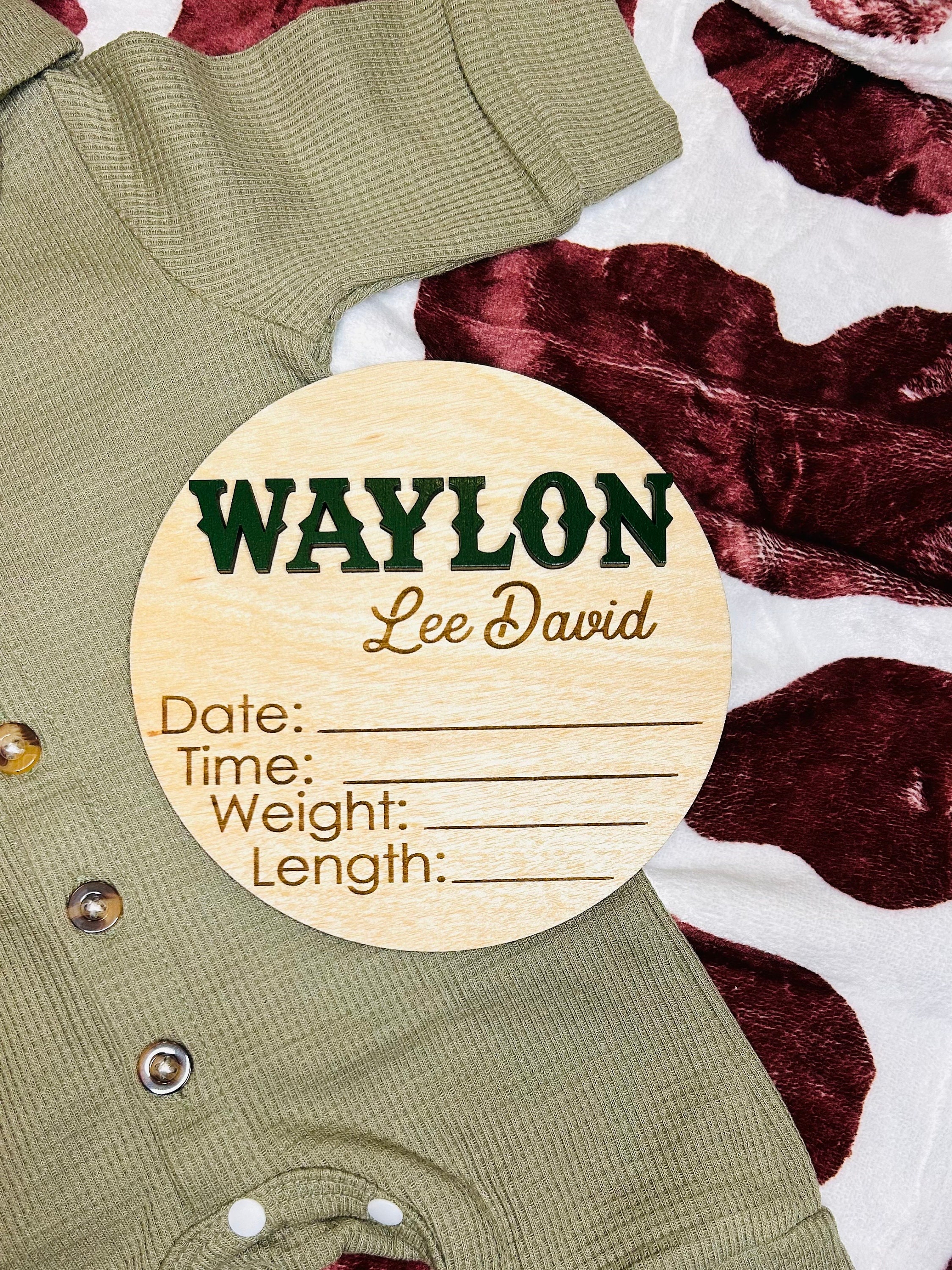 3D Baby Birth Stats Sign / Boy Nursery Sign / Wood Round Hospital ...