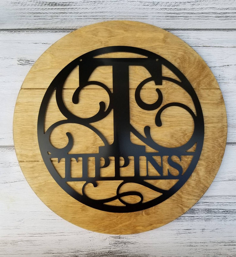 Monogram Wall Sign Wooden Name Sign Last Name Sign Flourish Monogram Sign Wedding Sign
