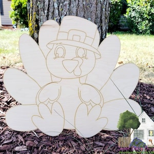 UNFINISHED Wood Turkey Blank / Fall Turkey Wood Blank/ Unpainted Thanksgiving Turkey Door Hanger