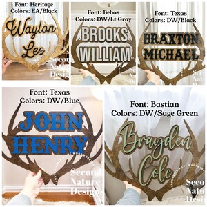 3D Personalized Deer Antler Sign | Boy's Antler Name Sign | Deer ...