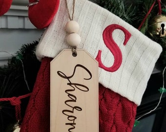 Christmas Stocking Names / Christmas Stocking Tags / Name Ornaments / Wooden Name Tags / Gift Name Tags