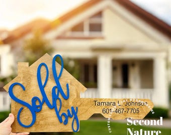 Personalized Wood Realtor Sign / Wooden Real Estate Agent Sign / Realtor Gift / Real Estate Office Sign / Sold By Sign Home Key Sign