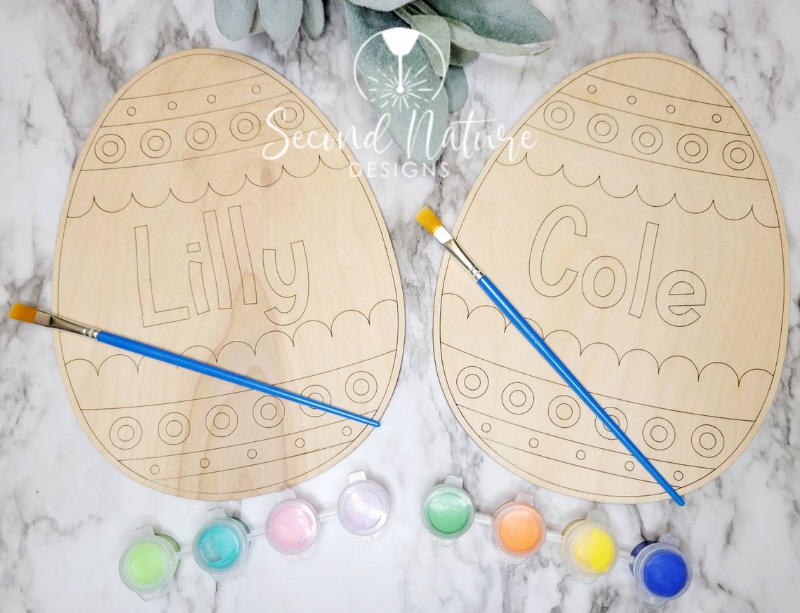 Personalized Easter Egg Paint Kit for Kids / Easter Wood Blank Etsy