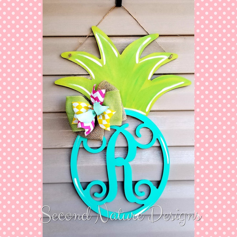 Monogram Pineapple Door Hanger Wooden Image 0