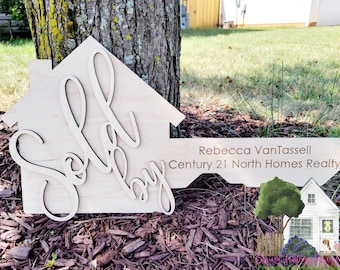 UNFINISHED Personalized Wood Realtor Sign / Wooden Real Estate Agent Sign / Realtor Gift / Real Estate Office Sign / Sold By Sign Home Key S