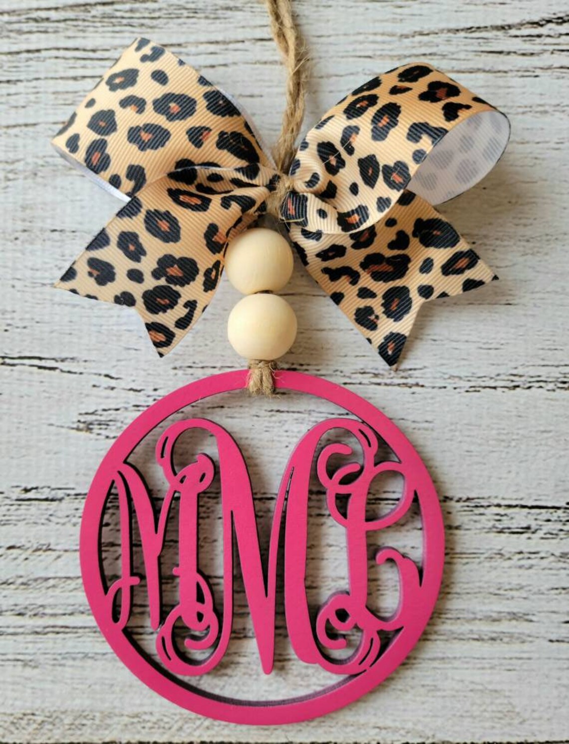 Monogram Rear View Mirror Charm / Leopard Print Car Monogram / Etsy