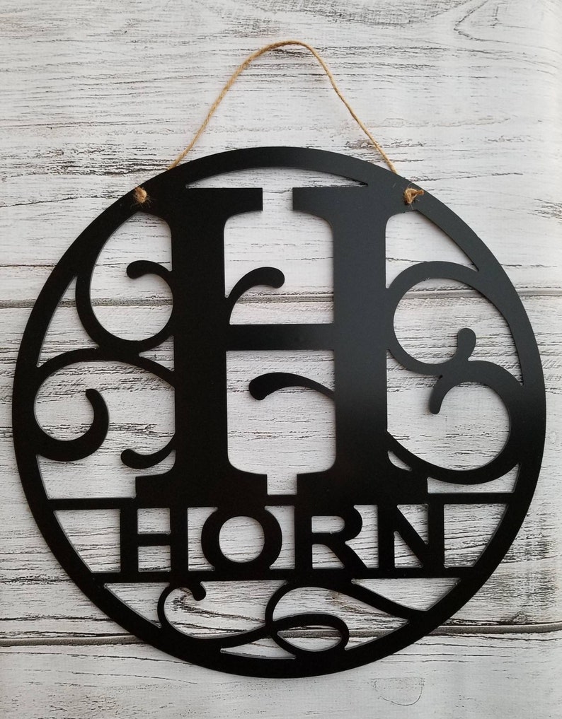 Monogram Wall Sign Wooden Name Sign Last Name Sign Flourish Monogram Sign Wedding Sign