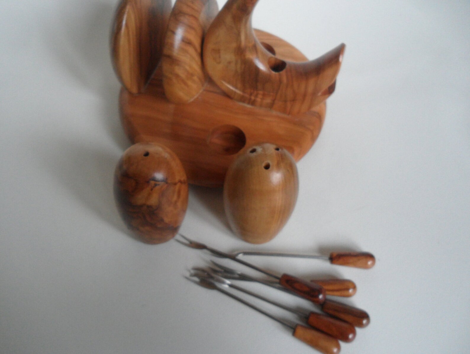 Rare Vintage Wooden Cruet Settable Spices Holderwooden Salt Etsy