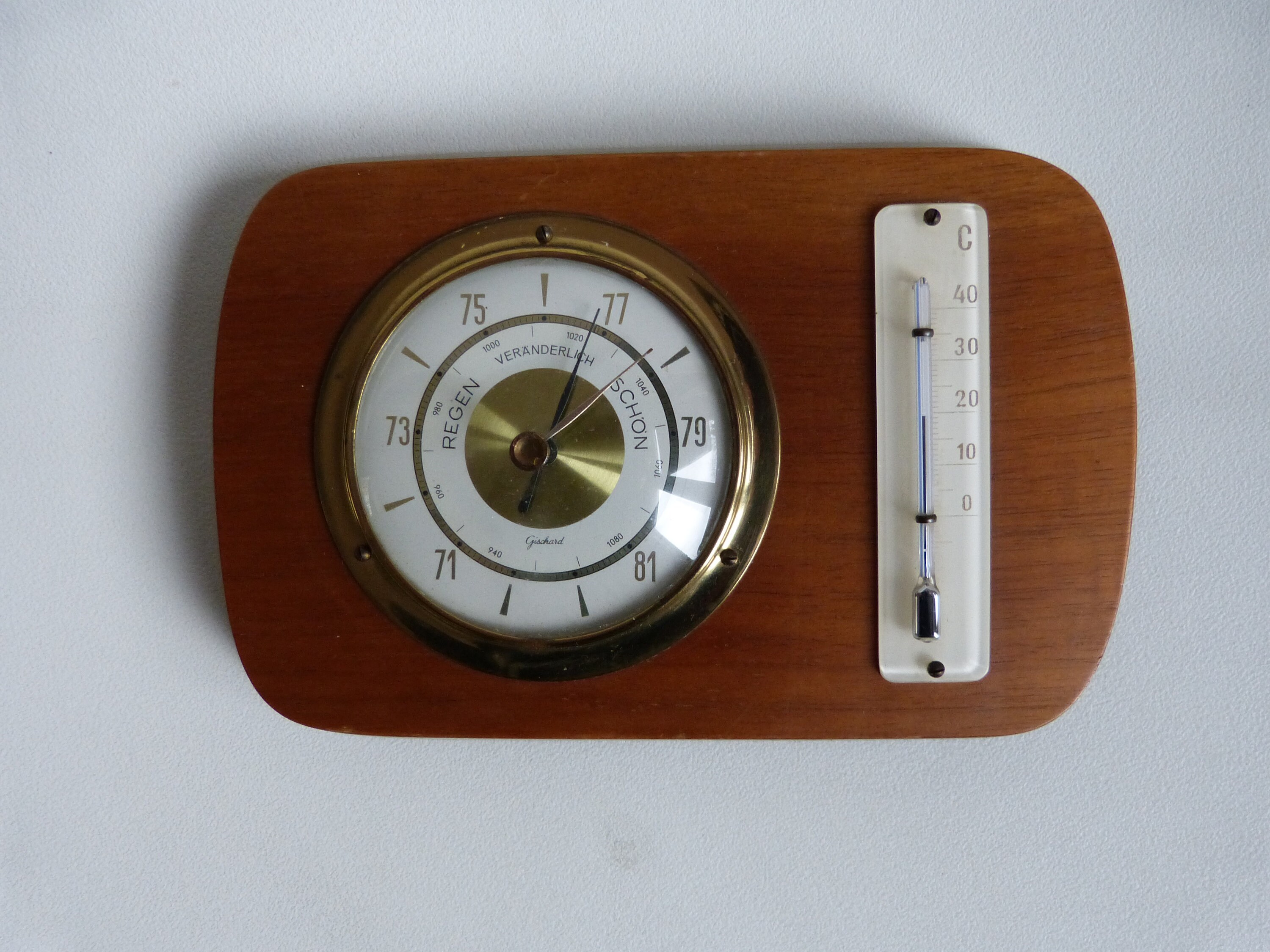 Gischard German Indoor Weather Station Vintage Instrument Wall Barometer And Thermometer