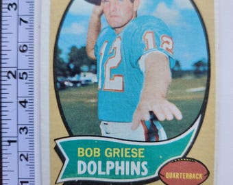 1970 Topps Bob Griese, NFL Football Card #10, Miami Dolphins, H.O.F, Hall of Fame Player