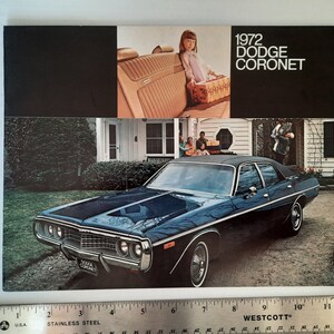 Vintage Large 1972 Dodge Coronet Dealers Brochure, Fold out: 4 pgs, 8.5&quot;x 11&quot;, Color ~ Chrysler Motors Corporation, Mopar