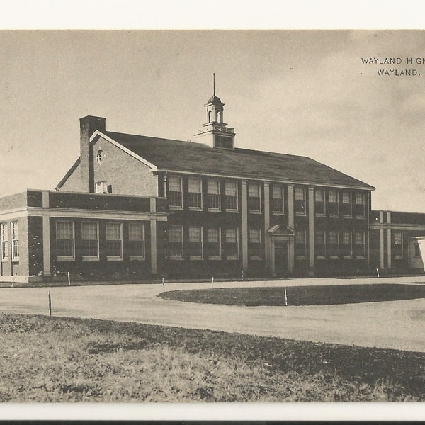 1930s B/W Photo DB Postcard- View of Wayland High School, Wayland, Middlesex County, Massachusetts, MA. ~ Free Shipping ~ Small Town PC