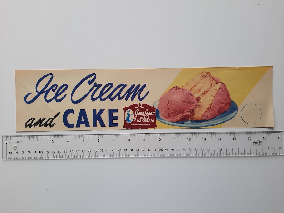 Original 1950s Colorful Long Paper Ice Cream Advertisement Etsy