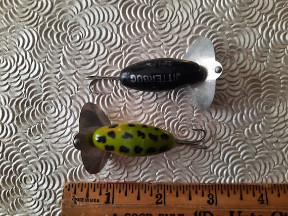 Vintage Fred Arbogast Fishing Lure Lot of 2: Rare Single Double Barbed  Trailing Hook Version Frog/white and Black 1.5 in Length 1/4 Oz. 