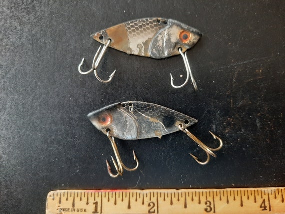 Vintage 1980s Lure Lot of 2 : Pair of Natural Shad Metal Sonic