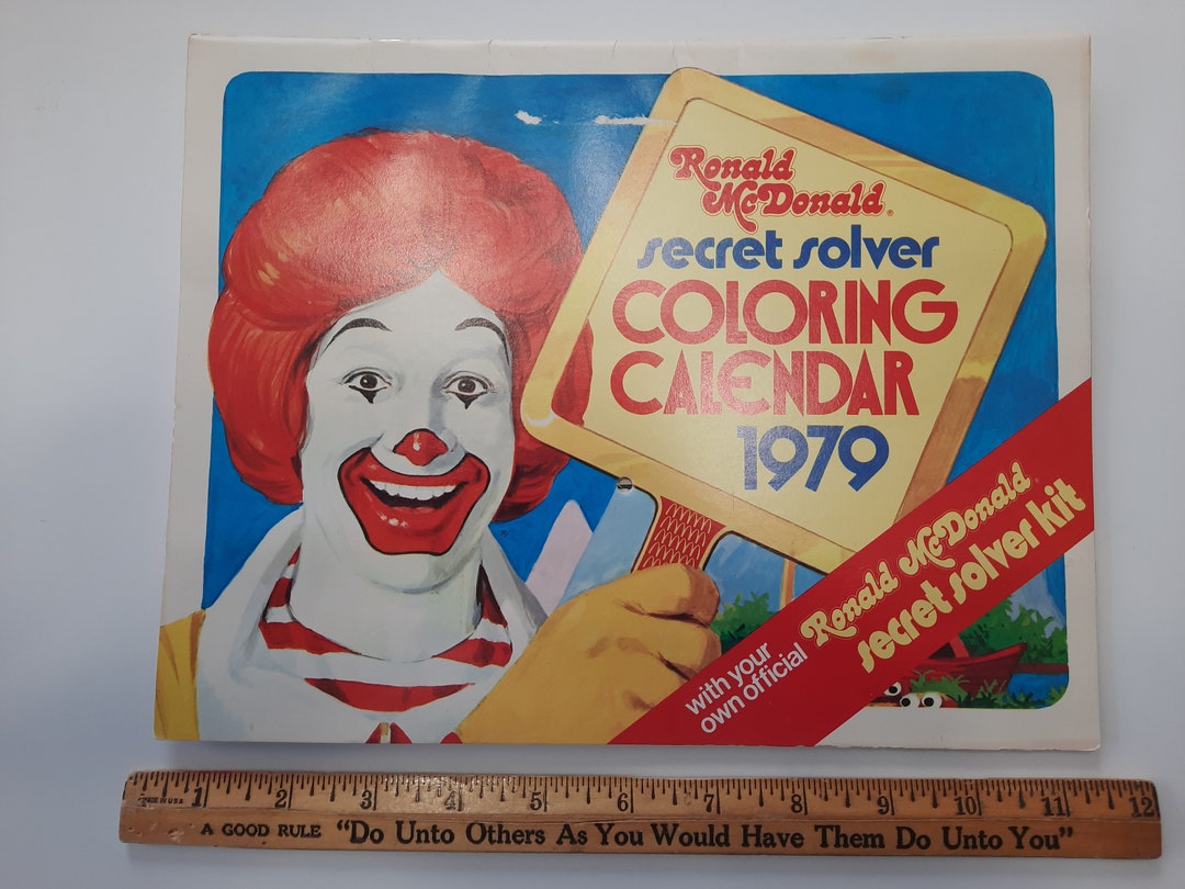 1979 Ronald Mcdonald Secret Solver Coloring Calendar for Kids Complete ...
