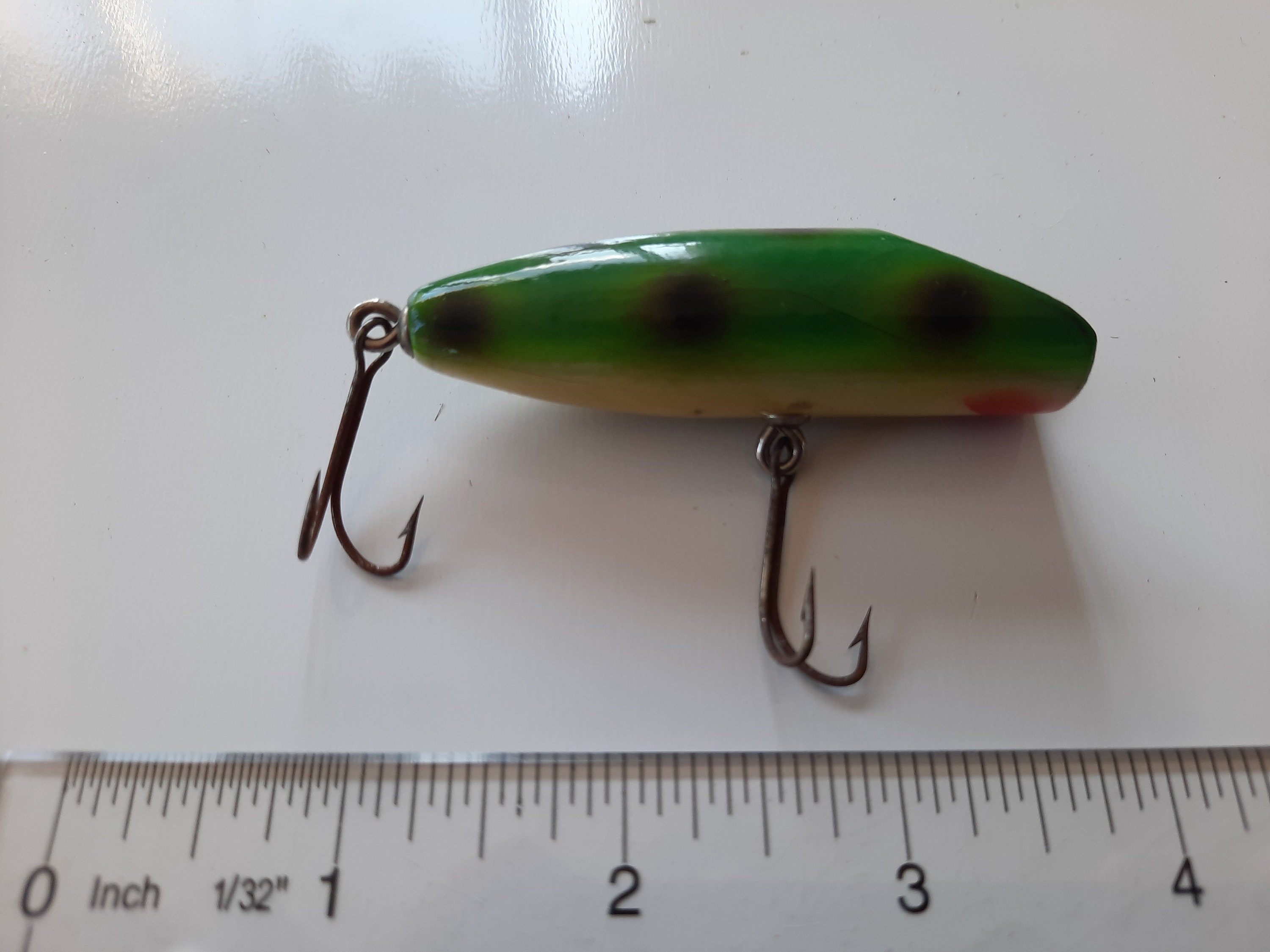 Vintage Wooden Fishing Lure: Jr. Makilure, Frog Colored With Rare