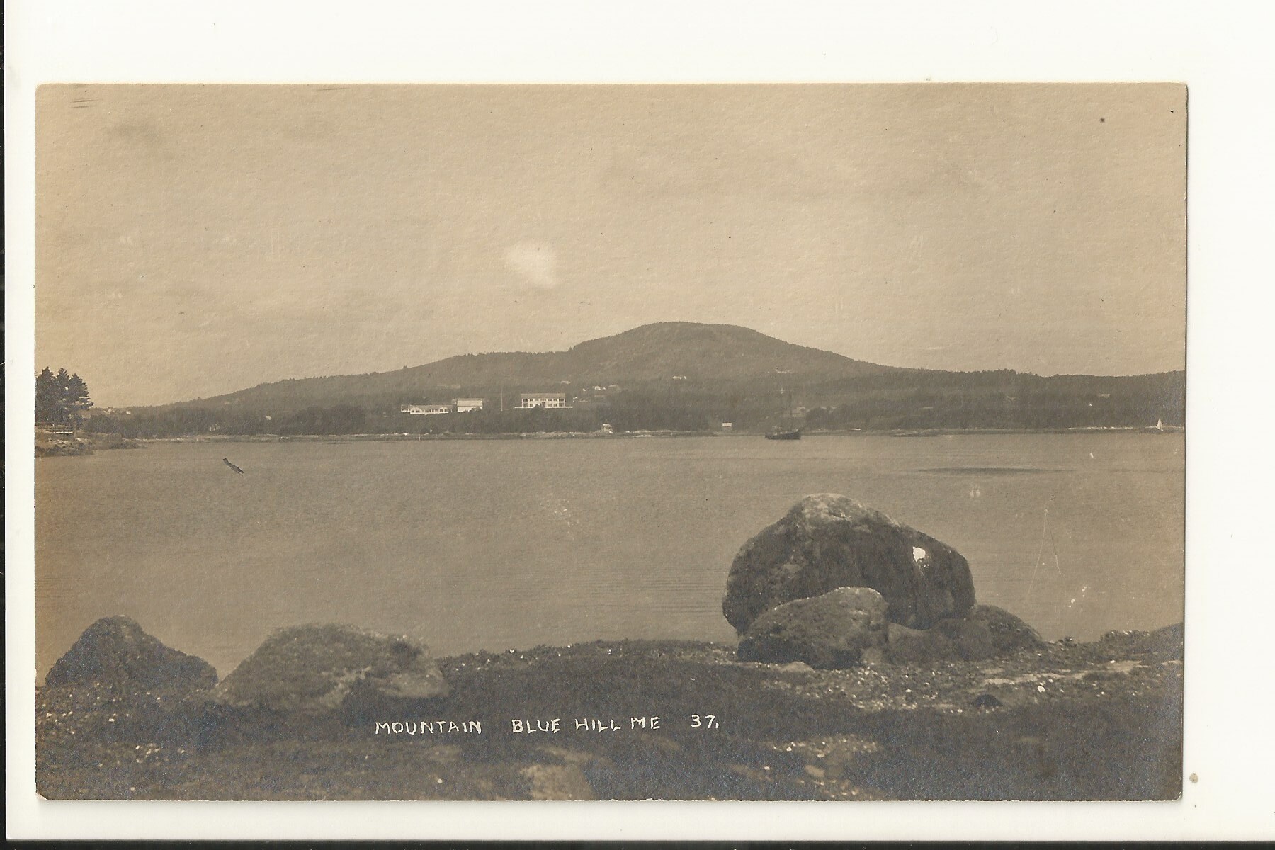 1930s Real Photo RPPC Postcard- View of Mountain Blue Hill ~ Free Shipping ~ Very Small Town PC ME Hancock County Maine