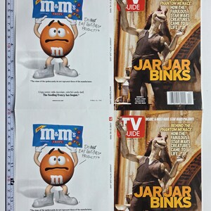 May include: Two identical TV Guide magazine covers from June 12-18, 1999, featuring Jar Jar Binks and an M&M's Crispy advertisement. A ruler along the top and left edges shows the print measures approximately 11.5 inches wide by 15.5 inches tall.