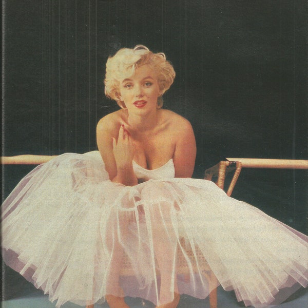 Vintage Color View of Marilyn Monroe Black in Ballet Tutu from 1990s Magazine Page, Large 9"x 11"