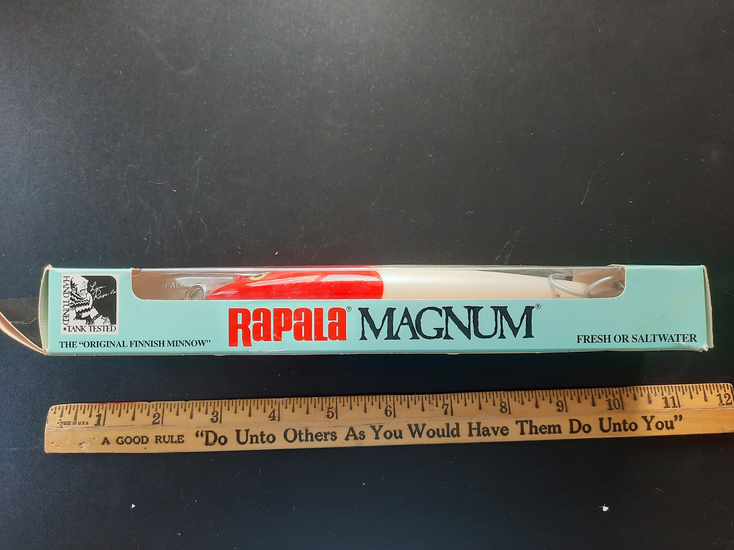 Vintage 1990s Wooden Big Game Lure: Rapala Magnum CD-18 RH MAG, Red/white  Sinking 7, 2 3/8 Oz. Unused in Original Package Rare Find 