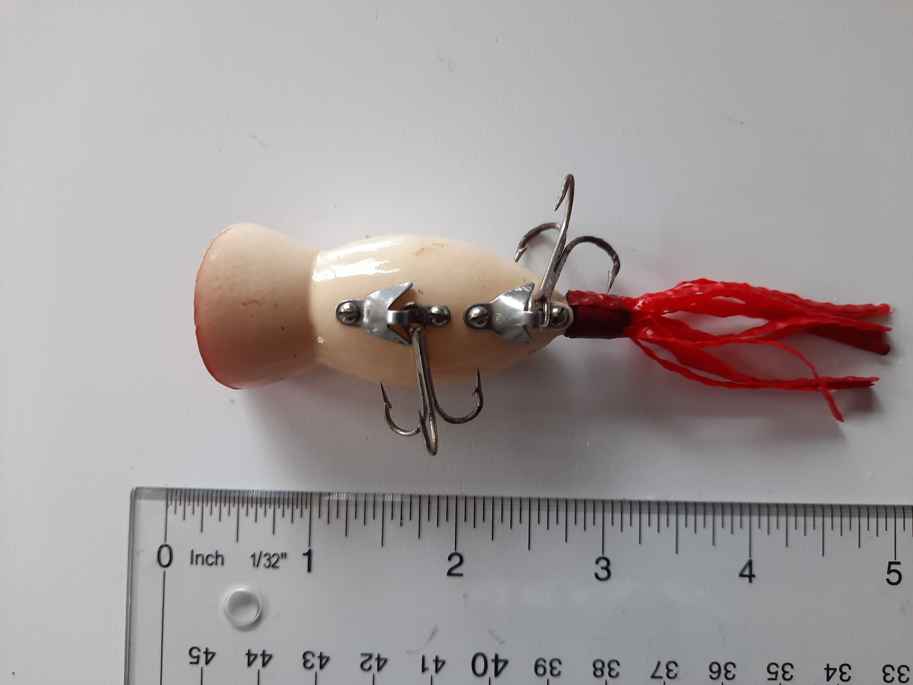 Vintage 1970s Fred Arbogast Fishing Lure: Hula Popper, Red/white, Red  Skirt, 2.5. 1/2 Oz. Topwater Bass Plug, Fished 