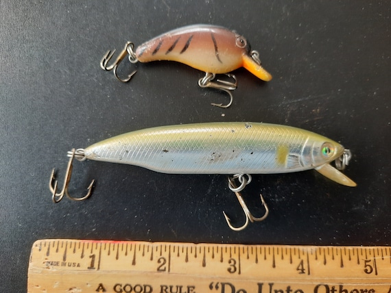 Vintage 1980s Lure Lot of 2 : Pair of Crankbait Style Bass Fishing