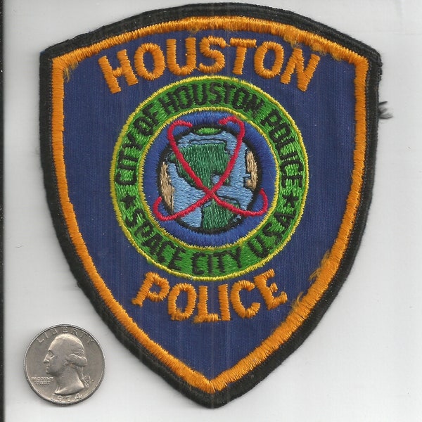 Vintage Official Authentic Police Patch: City of Houston Police, Space City U.S.A., Texas, TX. ~ Used, Excellent+ ~ Rare ~ 1