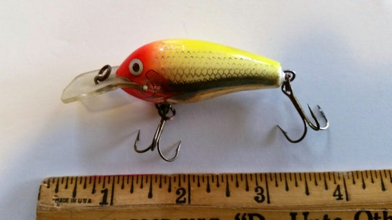 Vintage Wooden Fishing Lure: Rapala Fat Rap Medium Diving Crankbait,  Yellow/gold/red, 3, 1/2 Oz. Scarce Color Combination 1990s 