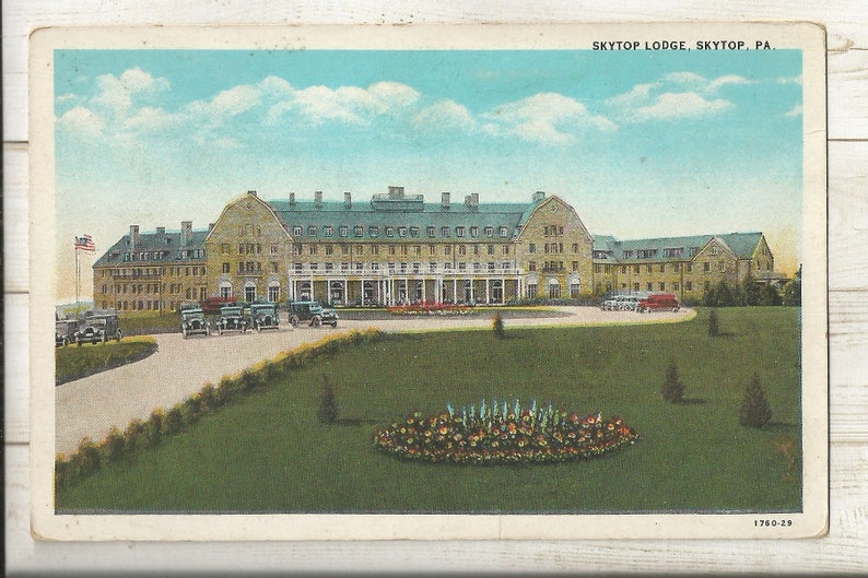 Skytop PA Monroe County 1920s White Border WB Postcard- View of The Skytop Lodge Pennsylvania ~ Extremely Small Town PC