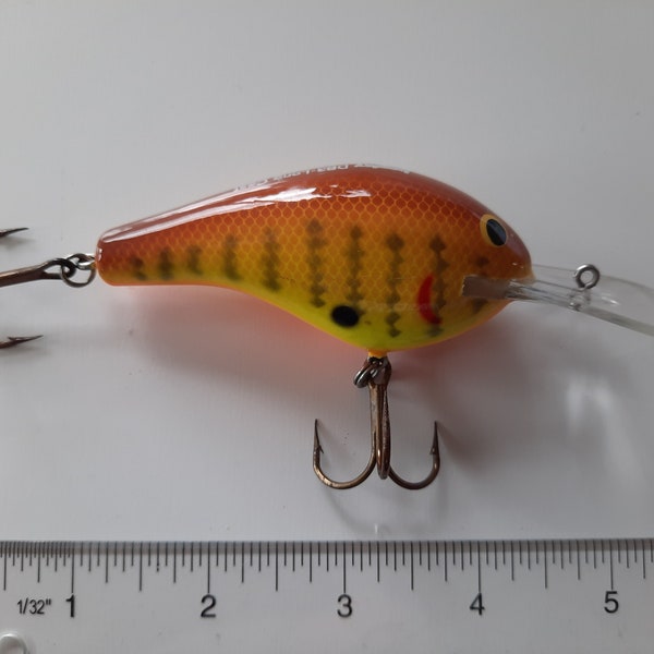 Vintage 1980s Wooden Bass Fishing Lure: Bagley's DB-3 Dredge Long Cast Deep Diving Crankbait, Crawfish, Lightly Fished, Hard Find