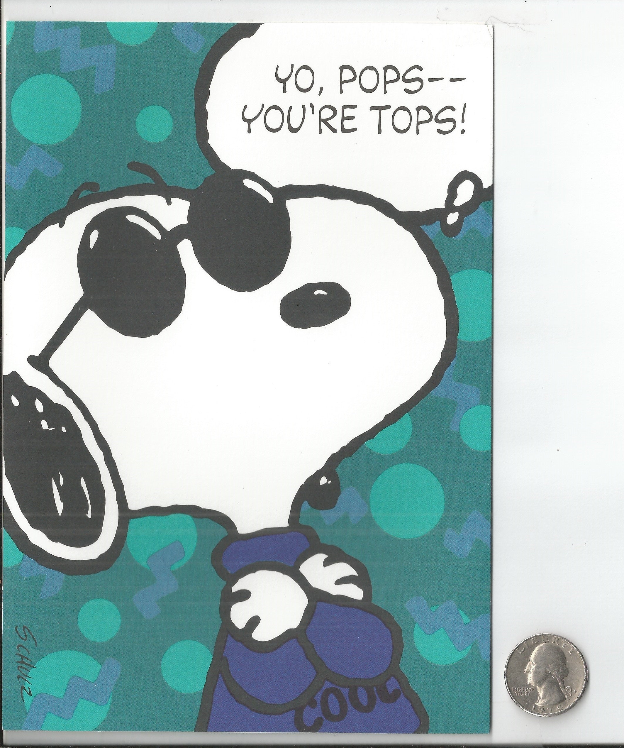 1990s Hallmark Large Father's Day Card: Cool Dudes Snoopy, Peanuts