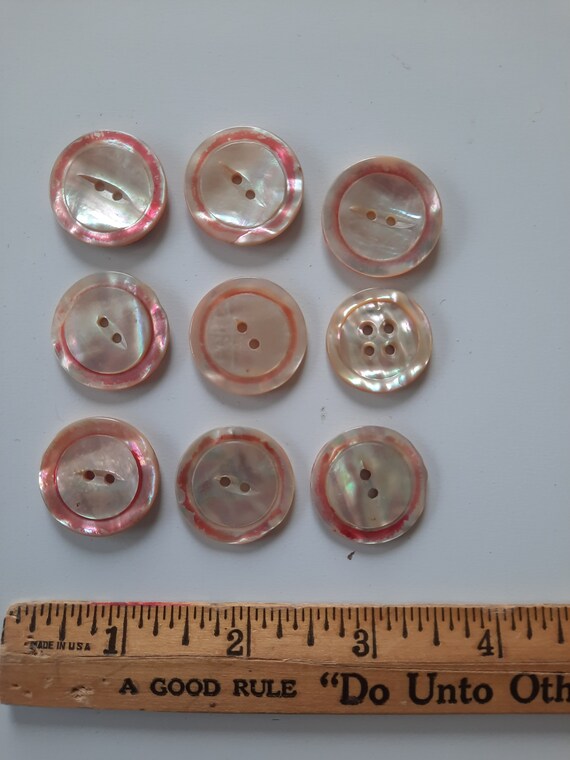 Antique Natural Shell Buttons Lot of (9): Large 1… - image 1