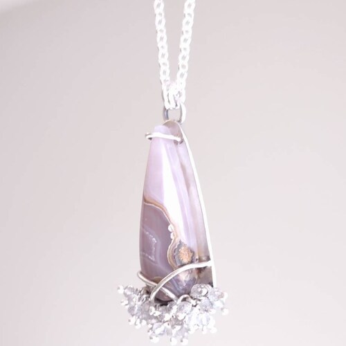 Laguna Agate with Labradorite Clusters shops Pendant | Sterling Silver Handcrafted Necklace