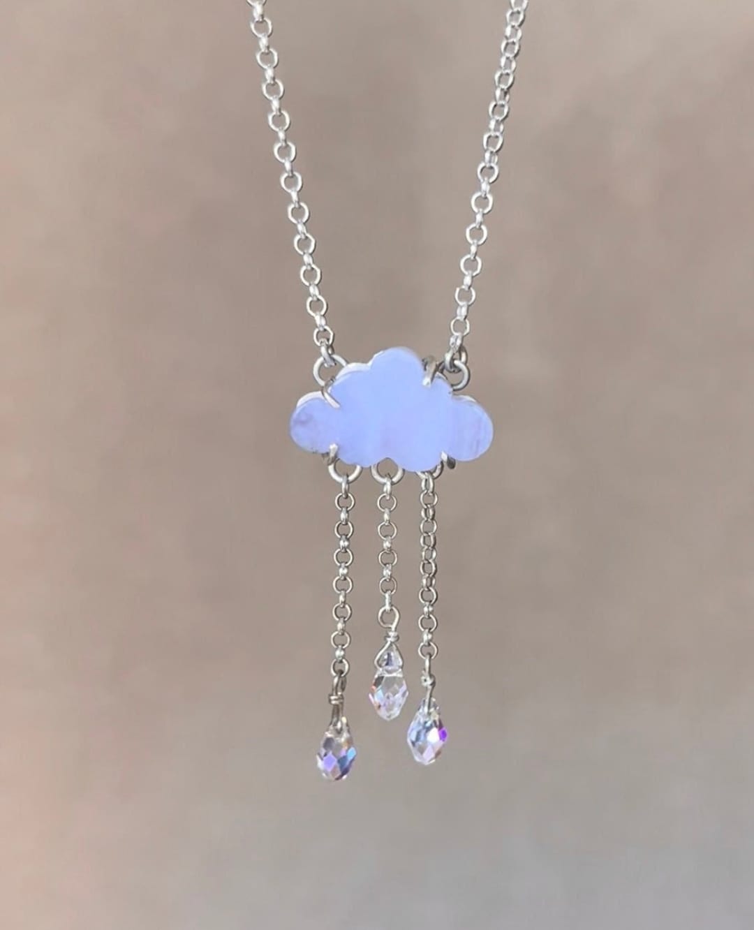 Cloud and Raindrops Necklace Sterling Silver Statement Necklace - Etsy