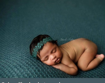 Teal Lace Headband  Photography Prop Blue Baby Tieback Newborn photography, Newborn props Boho Style Tieback Petrol Lace Headband
