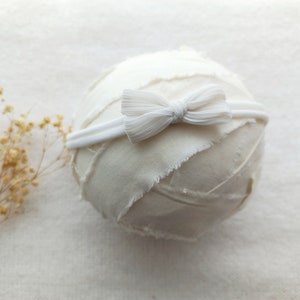 Cream Bow Headband for Baby White Cream Bow Tieback Simple Bow Headband Christening Headband Photography Prop