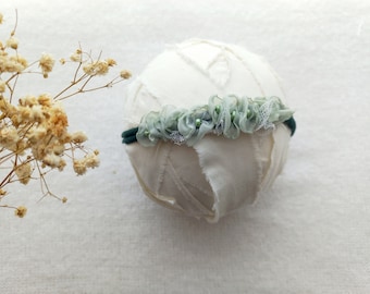 Simple Sage Baby Headband, Newborn Photography Props, Baby Crown