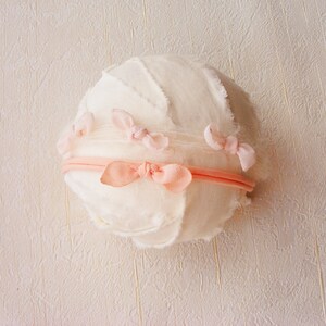 Light Pink Bow Newborn Photography Headband Set/Newborn Peach Bow/ Light Pink Skinny Bow Set/ Newborn Tieback Set
