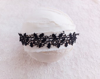 Black lace headband prop, Black tieback headband prop, Newborn headband prop, Handmade tieback, Black tieback prop