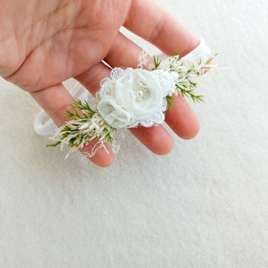 White Flower Headband Newborn Blossom Cream Floral Headband Newborn Photography Christening Headband Outfit