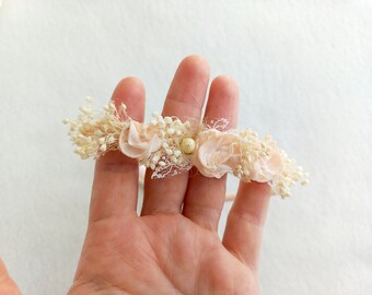 Baby Girl Flower Crown Headband, Light Peach, Newborn Photography Prop