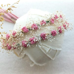 Dainty Pink Floral Halo/Newborn Photography Prop/ Baby Girl Outfit/Dried Flower Headband/Boho Baby Headband/Romantic Blush Crown