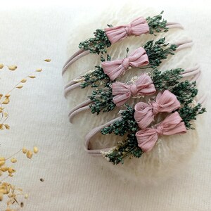 Lavender Bow Headband Newborn Mauve Headband, Dainty Photography Props Baby Headband Newborn Bow Tieback
