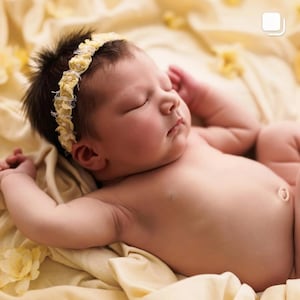 Fascia per capelli da neonata in chiffon giallo con fiore e perline, fermaglio per capelli per bambina