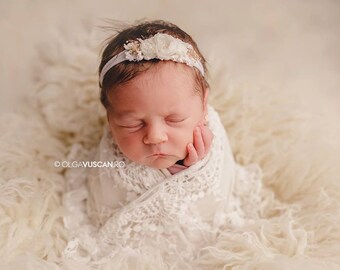 IVIE-Diadema natural para recién nacidos, diadema pequeña, accesorio para fotografía de recién nacidos, accesorio para fotografía de niños pequeños, diadema para fotografía, diadema de flores