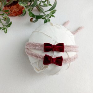 Burgundy Bow Headband Handmade Bow Headband Bow Headband Newborn Photo Prop Tiny Bow Tieback