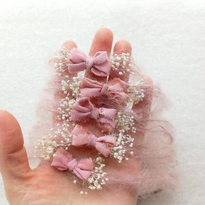 Delicate Soft Pink Newborn Bow Tieback Photography Newborn Dainty Crown Skinny Newborn Bow Headband Photography Props Bow Tieback
